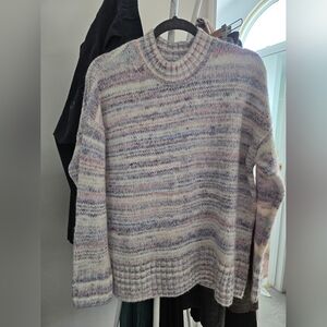 J. Crew Women's Crewneck Sweater in Pastel Lavender, Pink & Cream